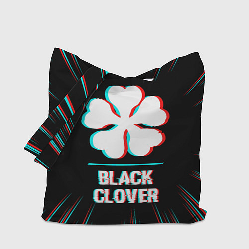 Сумка-шоппер Символ Black Clover в стиле glitch на темном фоне / 3D-принт – фото 1