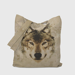 Сумка-шопер Полигональная голова волка, цвет: 3D-принт