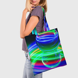 Сумка-шопер Волнообразные абстрактные линии и шары, цвет: 3D-принт — фото 2