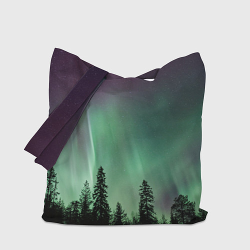 Сумка-шоппер Сияние над лесом / 3D-принт – фото 1