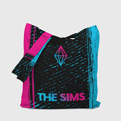 Сумка-шоппер The Sims - neon gradient: символ, надпись