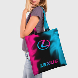 Сумка-шопер Lexus - neon gradient: символ, надпись, цвет: 3D-принт — фото 2