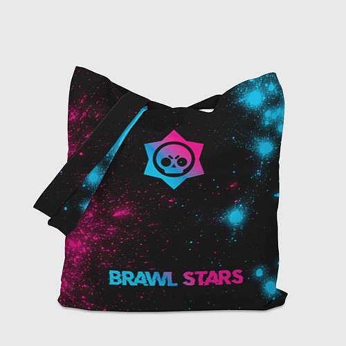 Сумка-шоппер Brawl Stars - neon gradient: символ, надпись / 3D-принт – фото 1