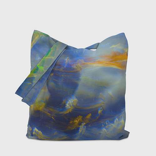 Сумка-шоппер Абстрактные мазки красок и силуэт - Синий / 3D-принт – фото 1