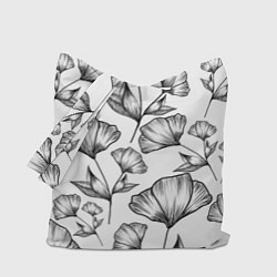 Сумка-шопер Графичные цветы на белом фоне, цвет: 3D-принт