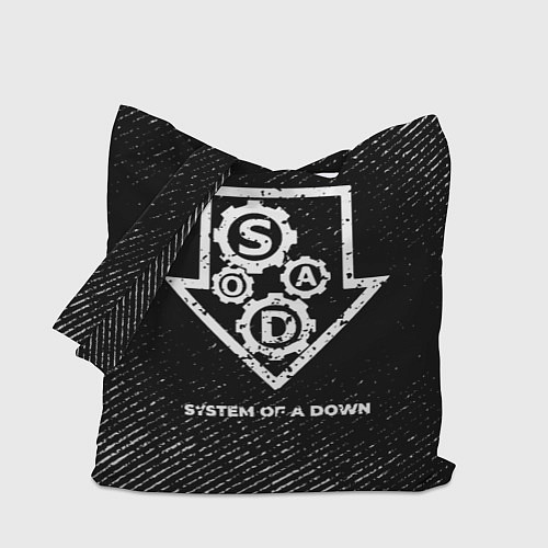Сумка-шоппер System of a Down с потертостями на темном фоне / 3D-принт – фото 1