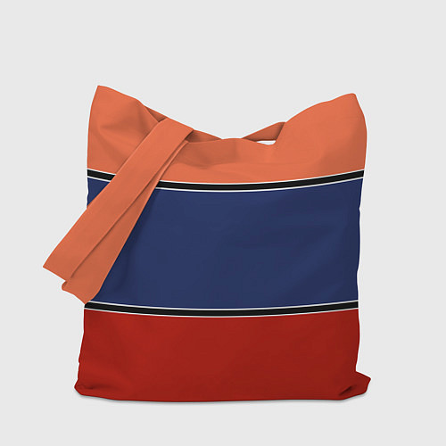 Сумка-шоппер Combined pattern striped orange red blue / 3D-принт – фото 1