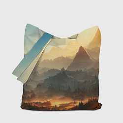 Сумка-шопер Рассвет в горах, пейзаж, цвет: 3D-принт