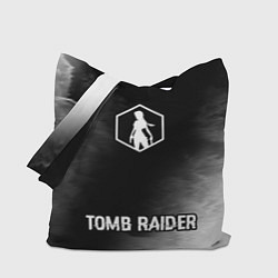 Сумка-шопер Tomb Raider glitch на темном фоне: символ, надпись, цвет: 3D-принт