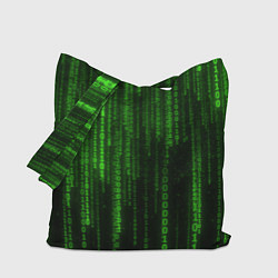 Сумка-шопер Двоичный код зеленый, цвет: 3D-принт