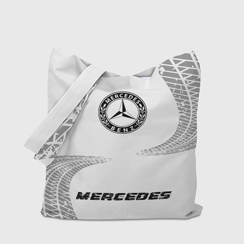 Сумка-шоппер Mercedes speed шины на светлом: символ, надпись / 3D-принт – фото 1