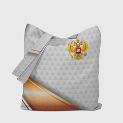 Сумка-шопер Герб РФ с золотой вставкой, цвет: 3D-принт