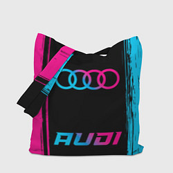 Сумка-шоппер Audi - neon gradient: символ, надпись