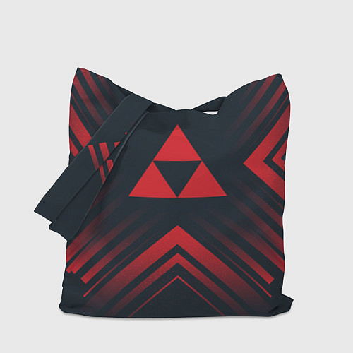 Сумка-шоппер Красный символ Zelda на темном фоне со стрелками / 3D-принт – фото 1