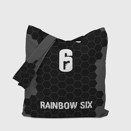 Сумка-шоппер Rainbow Six glitch на темном фоне: символ, надпись / 3D-принт – фото 1