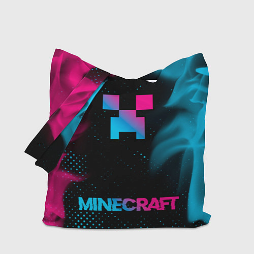 Сумка-шоппер Minecraft - neon gradient: символ, надпись / 3D-принт – фото 1