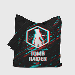Сумка-шопер Tomb Raider в стиле glitch и баги графики на темно, цвет: 3D-принт