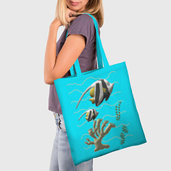 Сумка-шопер Подводный мир рыбки кораллы, цвет: 3D-принт — фото 2