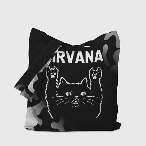 Сумка-шоппер Группа Nirvana и рок кот / 3D-принт – фото 1