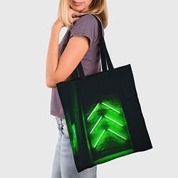 Сумка-шопер Неоновые зелёные стрелки во тьме, цвет: 3D-принт — фото 2