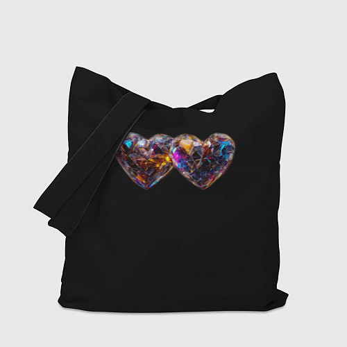 Сумка-шоппер Два разноцветных сердечка / 3D-принт – фото 1