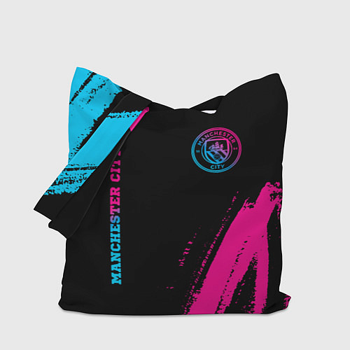 Сумка-шоппер Manchester City - neon gradient: надпись, символ / 3D-принт – фото 1