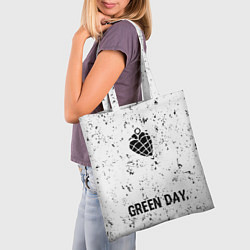 Сумка-шопер Green Day glitch на светлом фоне: символ, надпись, цвет: 3D-принт — фото 2