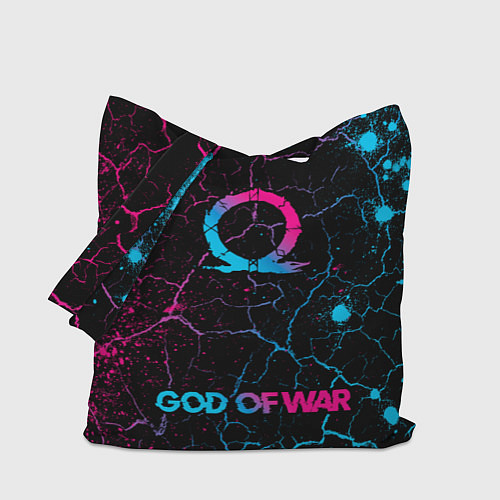 Сумка-шоппер God of War - neon gradient: символ, надпись / 3D-принт – фото 1