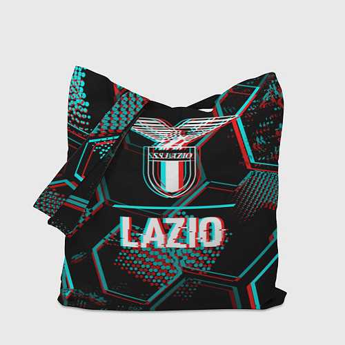 Сумка-шоппер Lazio FC в стиле glitch на темном фоне / 3D-принт – фото 1