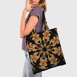 Сумка-шопер Золотая гжель солнечный цветок, цвет: 3D-принт — фото 2