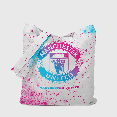 Сумка-шоппер Manchester United neon gradient style / 3D-принт – фото 1