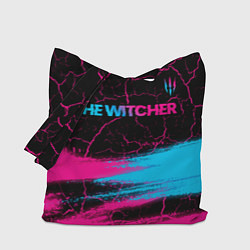 Сумка-шопер The Witcher - neon gradient: символ сверху, цвет: 3D-принт