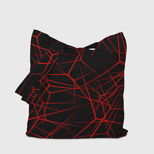 Сумка-шоппер Красные линии на черном фоне / 3D-принт – фото 1