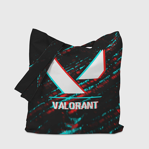 Сумка-шоппер Valorant в стиле glitch и баги графики на темном ф / 3D-принт – фото 1