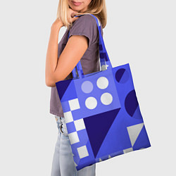 Сумка-шопер Геометрические синие, фиолетовые и белые фигуры, цвет: 3D-принт — фото 2