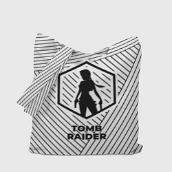 Сумка-шоппер Символ Tomb Raider на светлом фоне с полосами