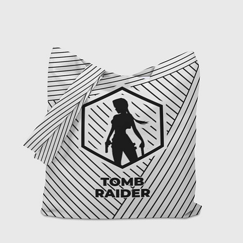 Сумка-шоппер Символ Tomb Raider на светлом фоне с полосами / 3D-принт – фото 1
