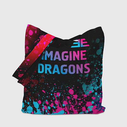 Сумка-шоппер Imagine Dragons - neon gradient: символ сверху / 3D-принт – фото 1