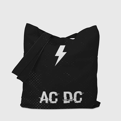 Сумка-шоппер AC DC glitch на темном фоне: символ, надпись / 3D-принт – фото 1