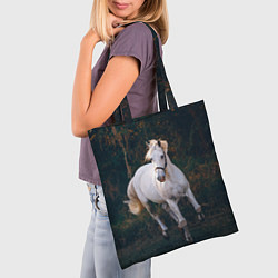 Сумка-шопер Скачущая белая лошадь, цвет: 3D-принт — фото 2