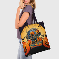 Сумка-шопер Хэллоуин - тыква, цвет: 3D-принт — фото 2
