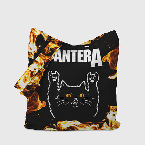 Сумка-шоппер Pantera рок кот и огонь / 3D-принт – фото 1