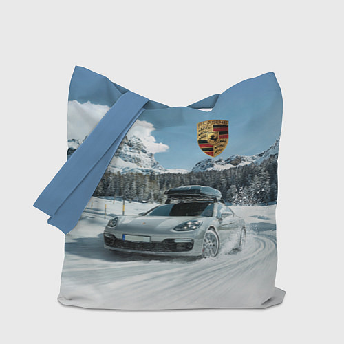 Сумка-шоппер Porsche on a mountain winter road / 3D-принт – фото 1