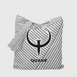 Сумка-шопер Символ Quake на светлом фоне с полосами, цвет: 3D-принт
