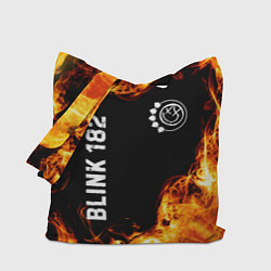 Сумка-шопер Blink 182 и пылающий огонь, цвет: 3D-принт