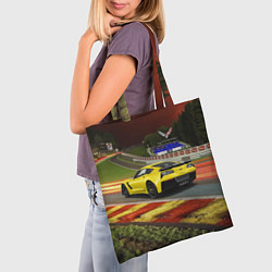Сумка-шопер Chevrolet Corvette на гоночной трассе, цвет: 3D-принт — фото 2