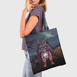 Сумка-шопер Скальпель волка на девушке, цвет: 3D-принт — фото 2