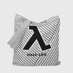 Сумка-шопер Символ Half-Life на светлом фоне с полосами, цвет: 3D-принт