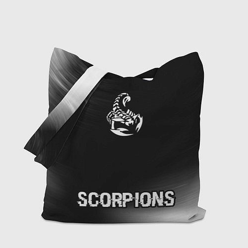 Сумка-шоппер Scorpions glitch на темном фоне: символ, надпись / 3D-принт – фото 1