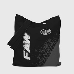 Сумка-шопер FAW speed на темном фоне со следами шин: надпись,, цвет: 3D-принт